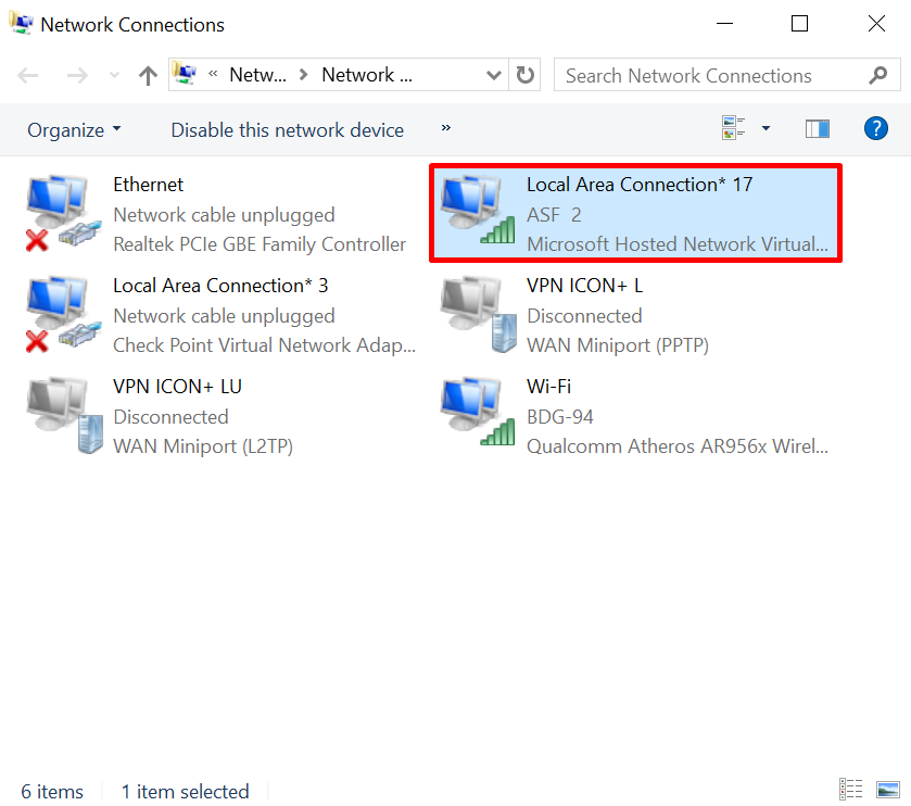 local area connection hosted