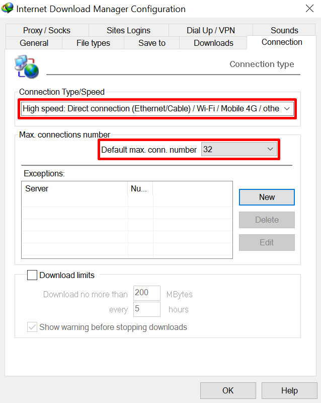 internet download manager connection