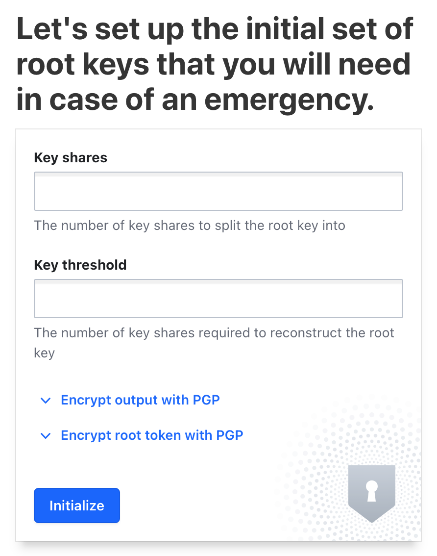 Let set up the initial vault