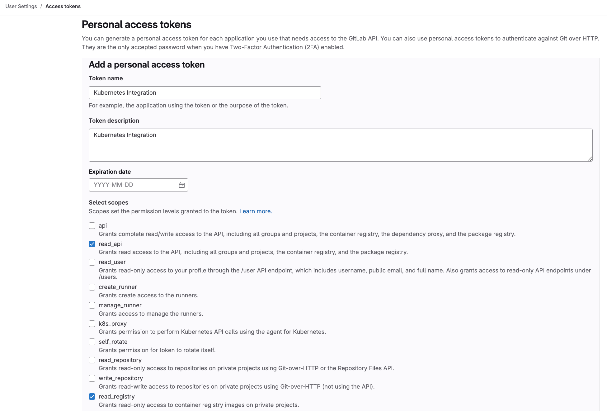 Pengisian Personal Access Tokens