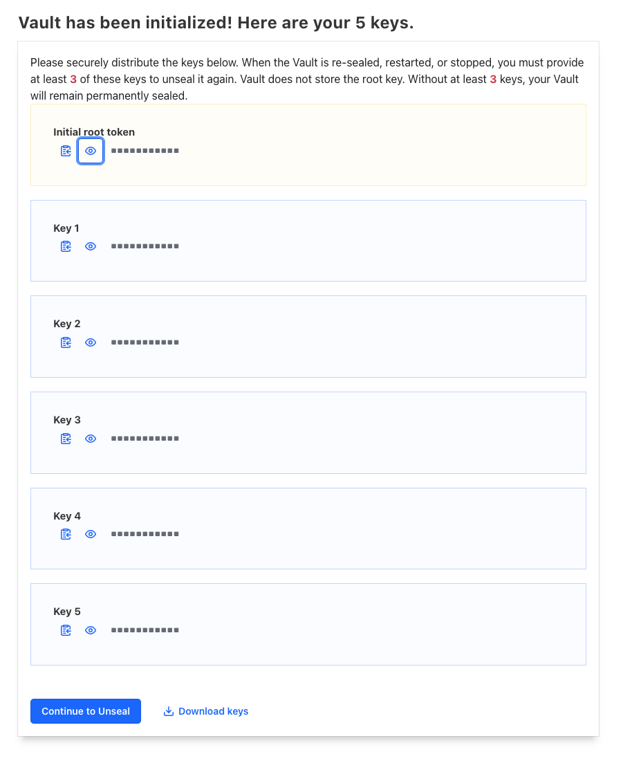 Vault has been initialized